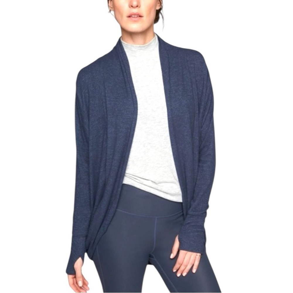 Athleta XL Luxe Pose Wrap Signature Soft Textured Blue Cardigan